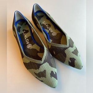 Rothy’s The Point Women’s Size 9.5 Olive Camo Slip On Ballet Flat